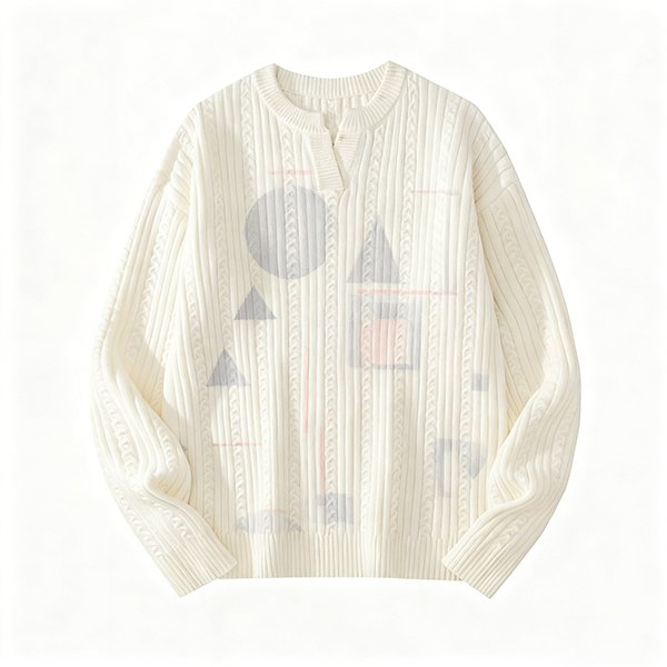 High-End Lazy Style V-Neck Pullover - Autumn Winter Loose-Fit Sweater