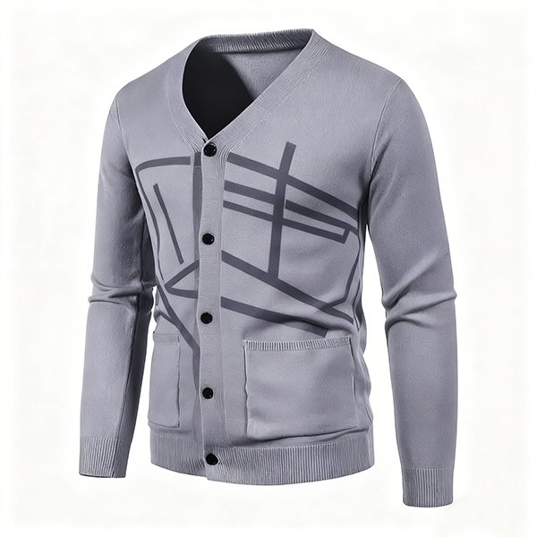 Men's Trendy V-Neck Slim-Fit Breathable Knit Cardigan - Autumn Casual Fashion Jacket
